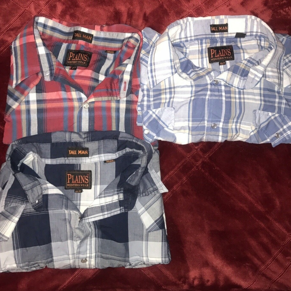 Plains Western Wear Tall man men XLT pearl snap